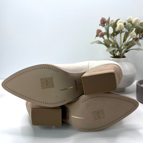 Dolce Vita Liona Leather Western Fringe Ankle Boots Pull On Cream Women's 10 NWD - Picture 8 of 9